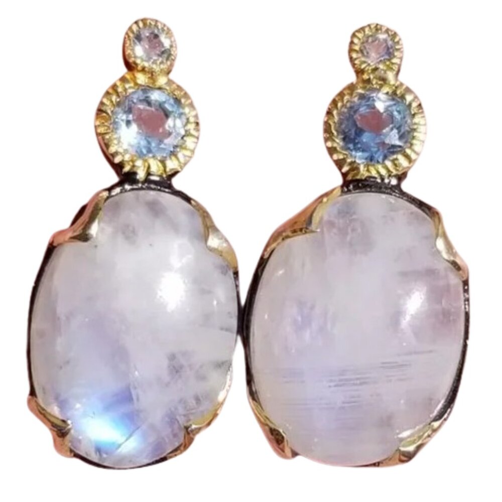 Beautiful moonstone, topaz, sterling earrings